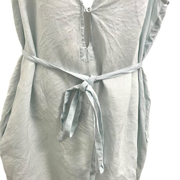 Eileen Fisher 100% Irish Linen V-Neck Belt Tunic Top Pockets Baby Blue size 1X - Picture 6 of 13